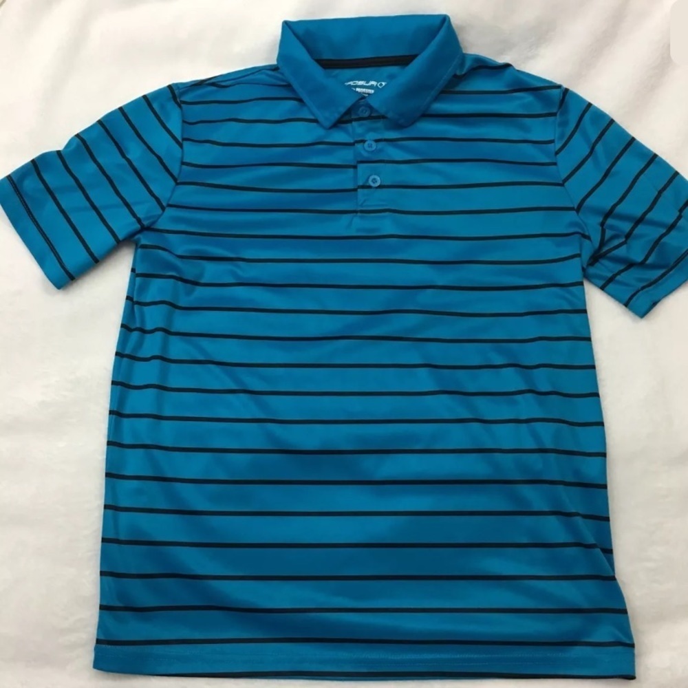 🍁 Zeroxposur UPF 50 Blue Striped Polo Shirt